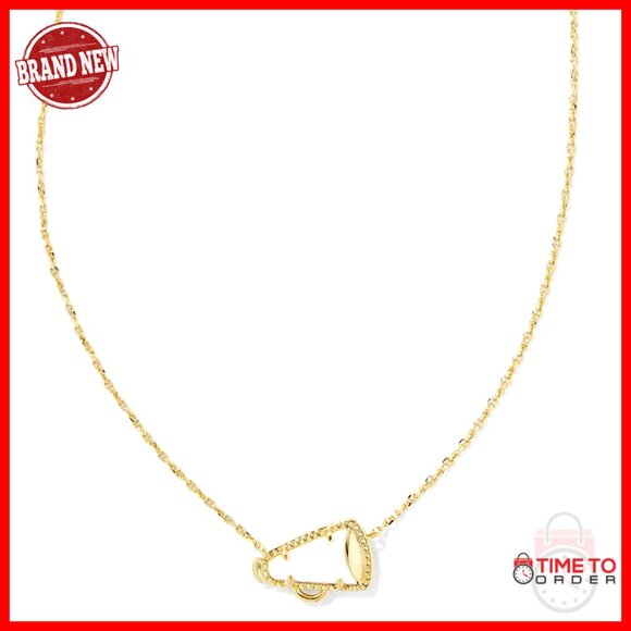 Gold Plated Megaphone Pendant Necklace 4 Inch Cable Chain Lobster Clasp